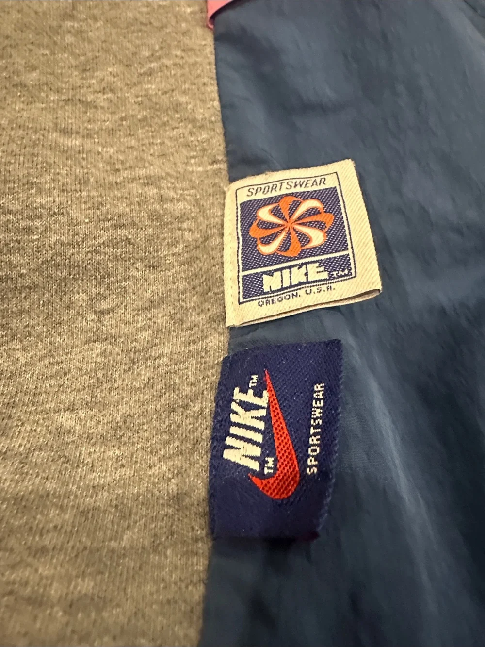 Nike Colorblock Hooded Pullover - Gray Pink Blue
